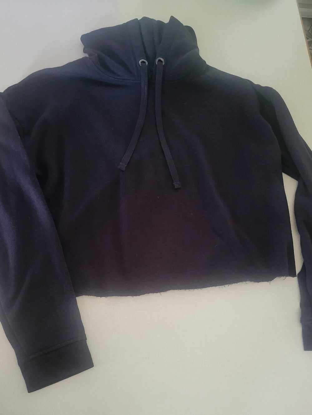 Cropped Black Hoodie with Drawstring